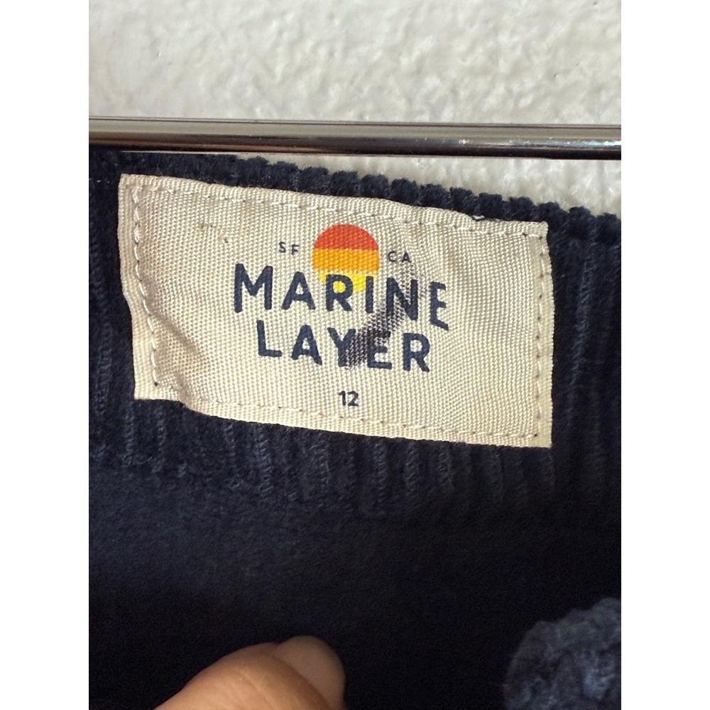 Marine Layer Corduroy Navy Blue Skirt Womens Sz 12 Button Front Pockets Academia - Picture 4 of 9